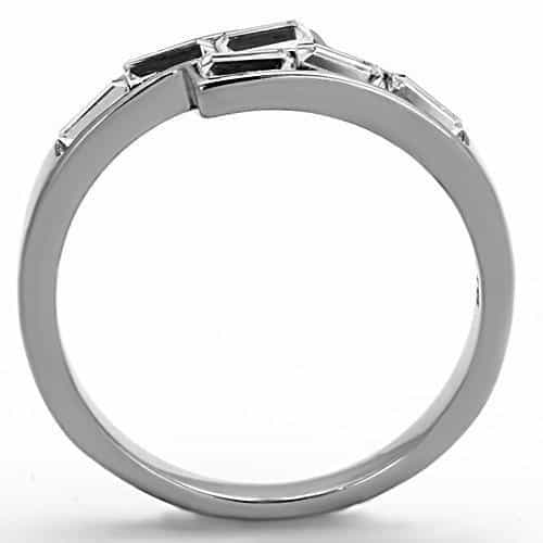 Stainless Steel CZ Baguette Channel Slim Band Ring view 7