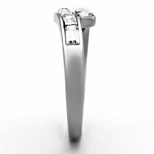 Stainless Steel CZ Baguette Channel Slim Band Ring view 4