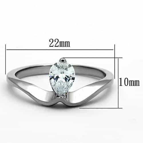 Stainless Steel CZ Pear Solitaire Open Band Set view 6