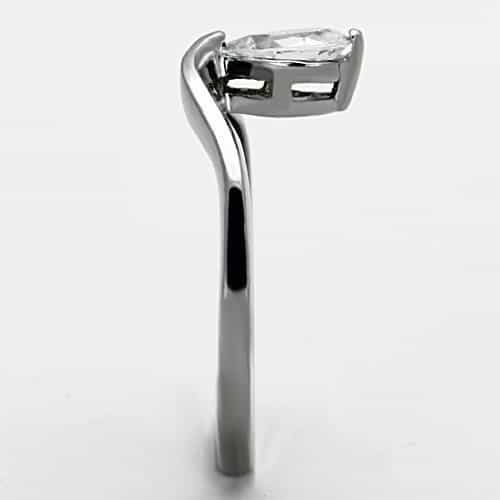 Stainless Steel CZ Pear Solitaire Open Band Set view 8