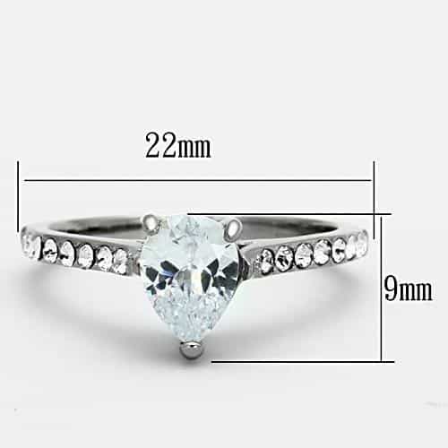 Stainless Steel CZ Round Cathedral Pave Ring view 6