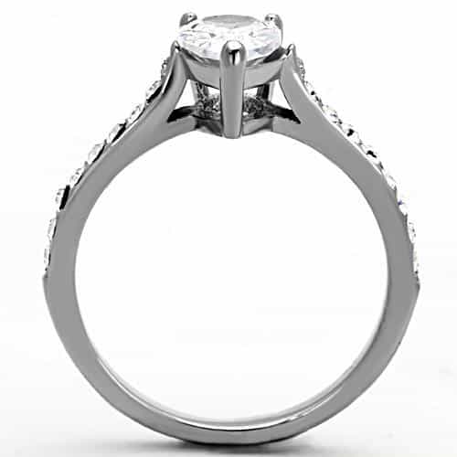 Stainless Steel CZ Round Cathedral Pave Ring view 3
