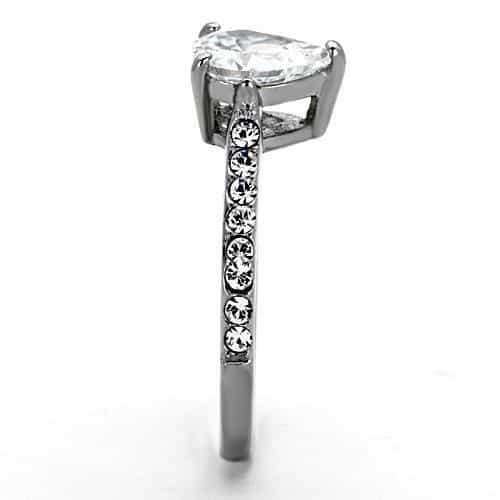 Stainless Steel CZ Round Cathedral Pave Ring view 8