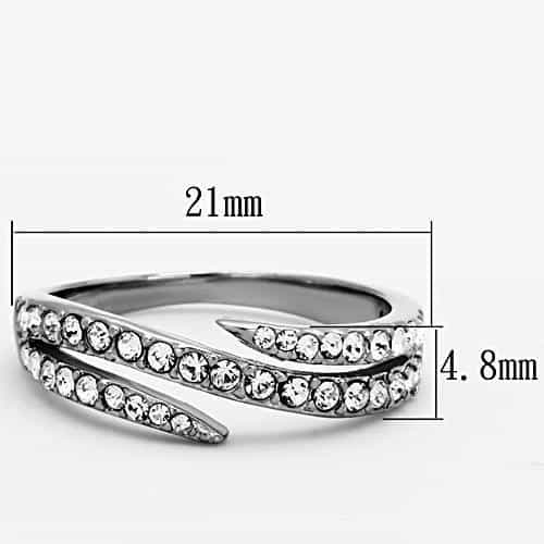 Stainless Steel CZ Pave Spiral Bypass Ring view 6