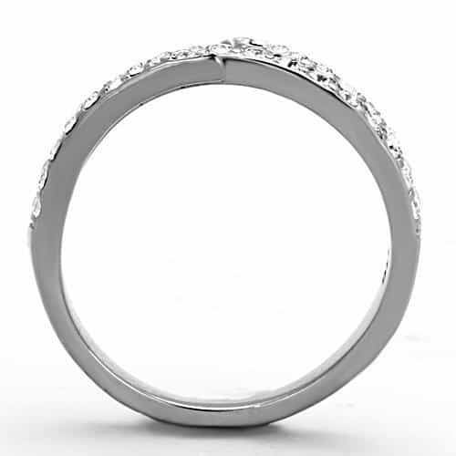 Stainless Steel CZ Pave Spiral Bypass Ring view 3