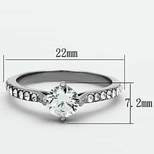 Stainless Steel CZ Round Solitaire Cathedral Pave Ring view 6