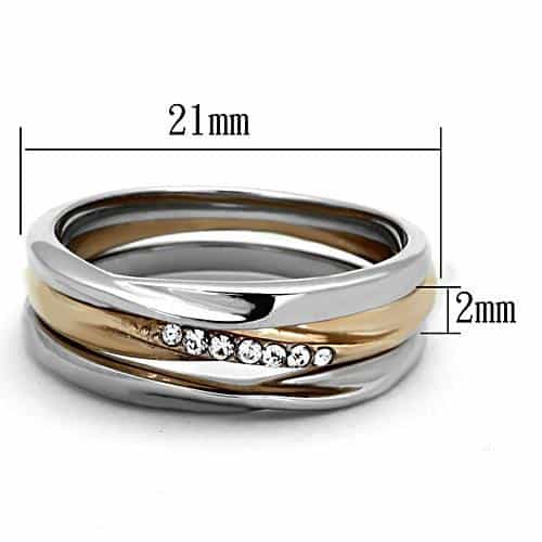 Stainless Steel Two Tone Gold CZ Channel Interlocking Ring view 6