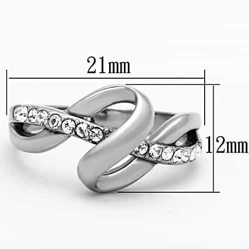 Stainless Steel CZ Pave Knot Crossover Ring view 6