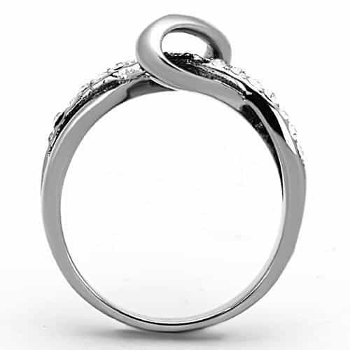 Stainless Steel CZ Pave Knot Crossover Ring view 7
