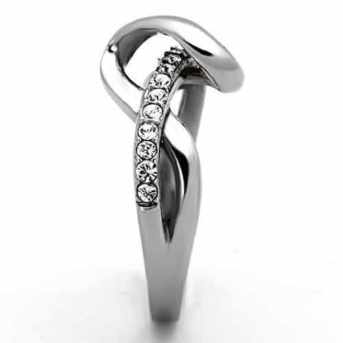 Stainless Steel CZ Pave Knot Crossover Ring view 4