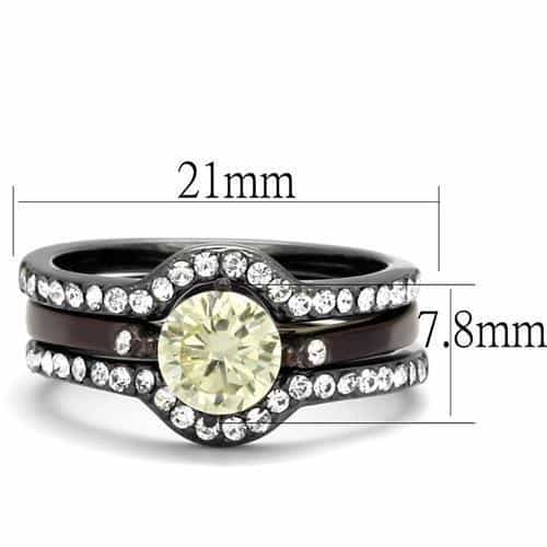 Stainless Steel Dark Champagne CZ Round Solitaire Pave Ring view 6