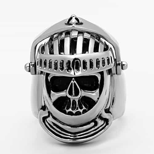 Stainless Steel Knight Helmet Skull Statement Ring view 7