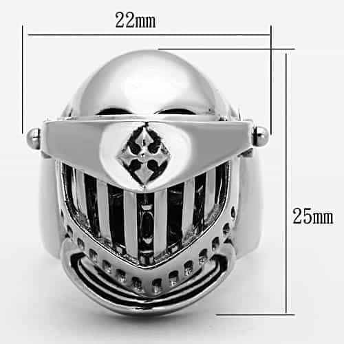 Stainless Steel Knight Helmet Skull Statement Ring view 3