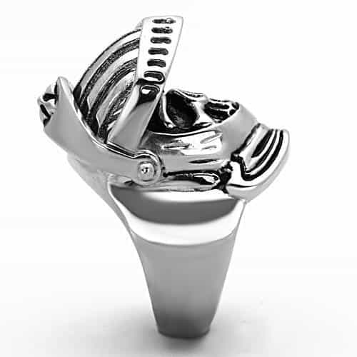 Stainless Steel Knight Helmet Skull Statement Ring view 10