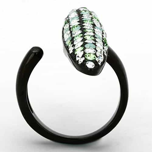 Stainless Steel Black IP Multi Crystal Pave Elongated Ring view 7