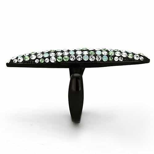 Stainless Steel Black IP Multi Crystal Pave Elongated Ring view 4
