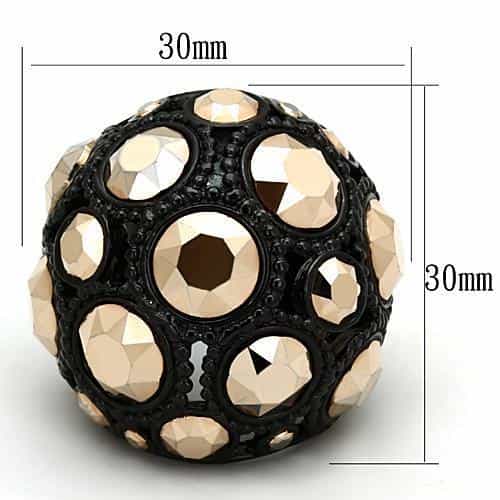 Stainless Steel Black IP Champagne Crystal Pave Dome Ring view 6
