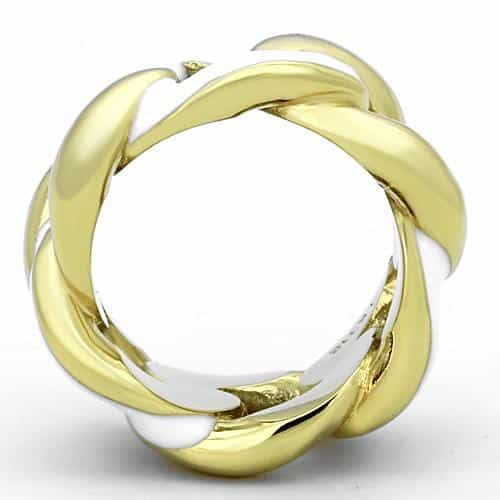 Stainless Steel Gold White Enamel Chain Link Dome Ring view 7