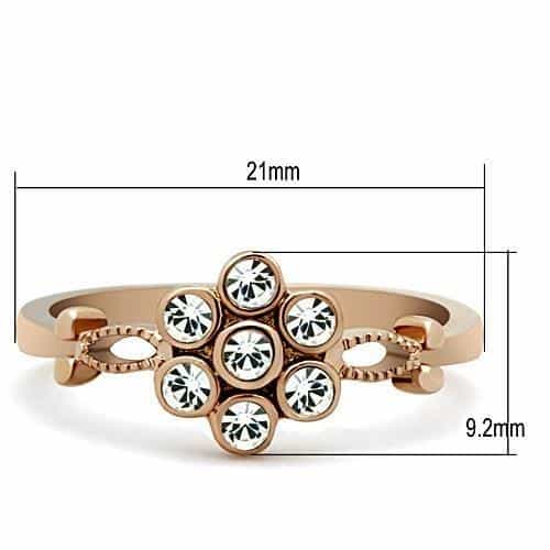 Stainless Steel Rose Gold CZ Flower Cluster Ring view 6