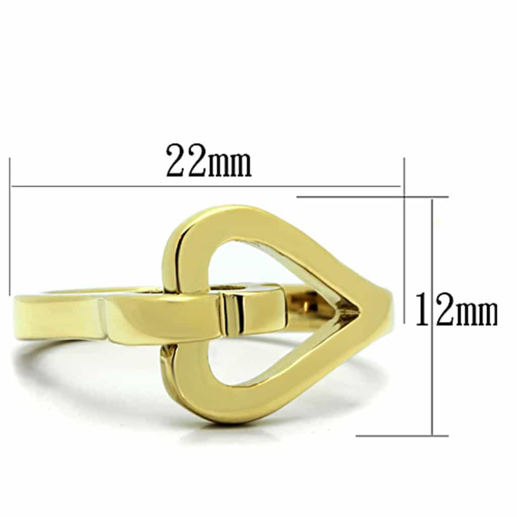 Stainless Steel Gold Interlocking Double Heart Ring view 6