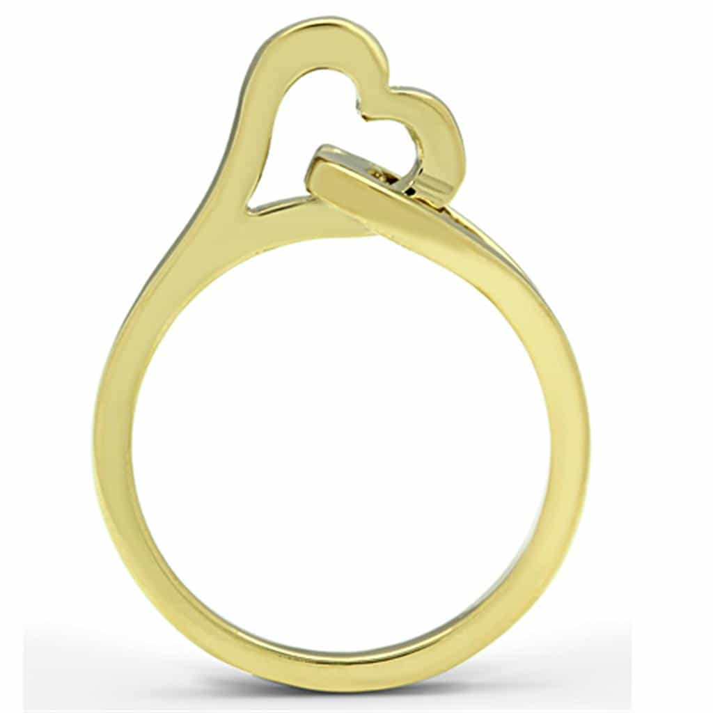 Stainless Steel Gold Interlocking Double Heart Ring view 7