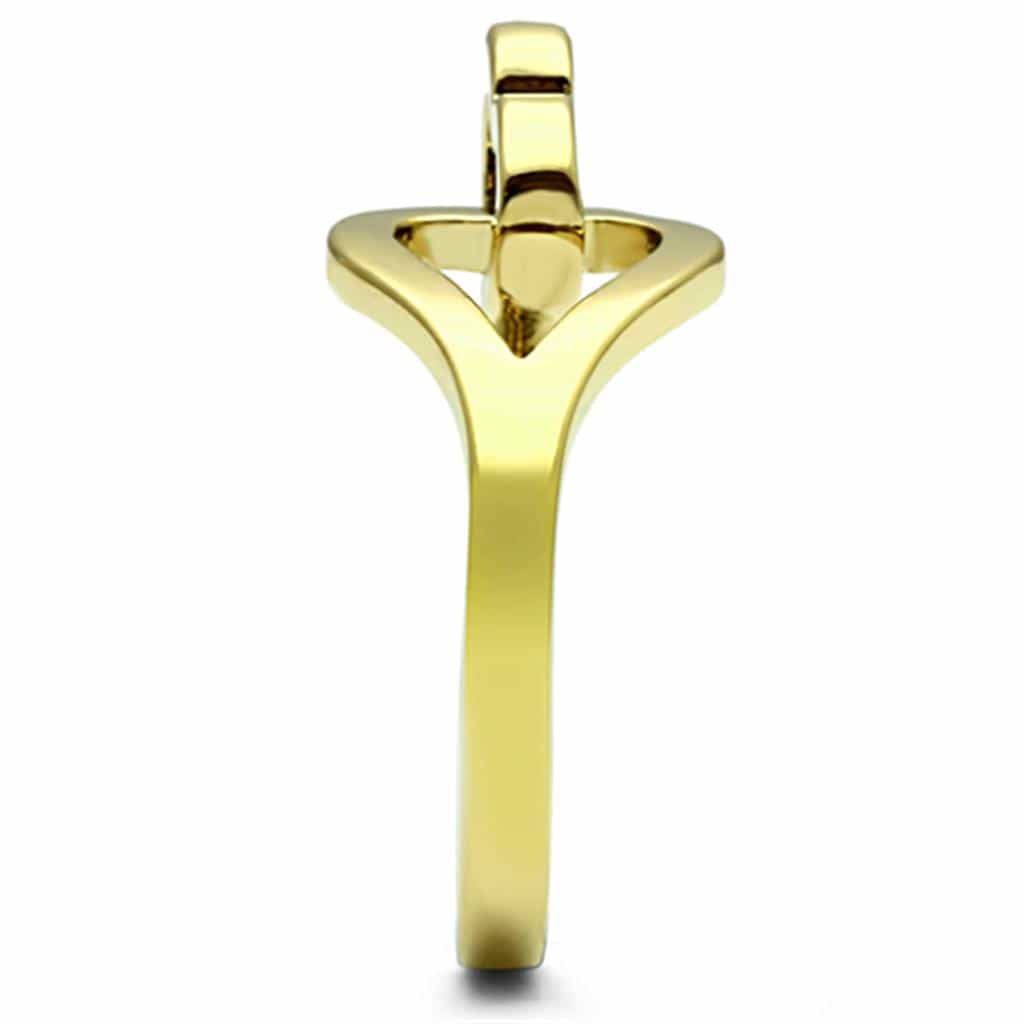 Stainless Steel Gold Interlocking Double Heart Ring view 4
