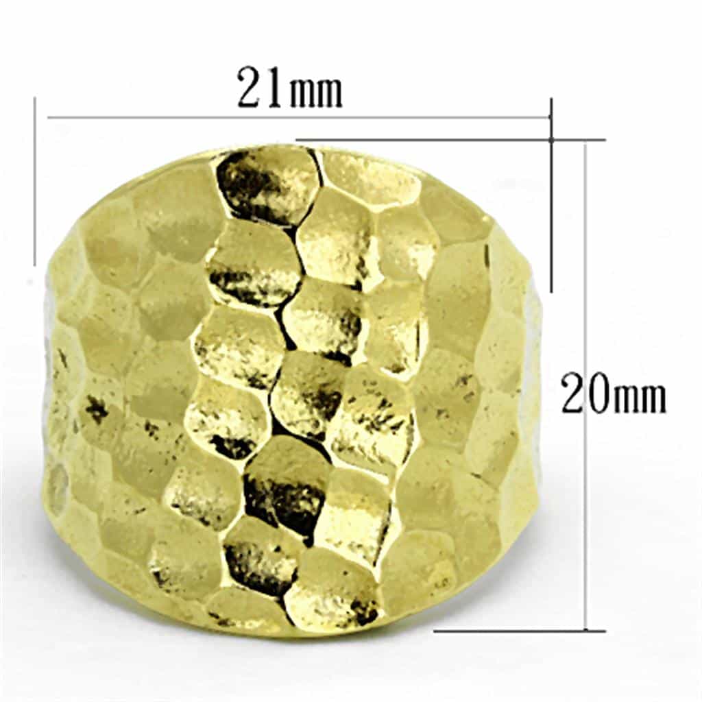 Stainless Steel Gold Hammered Dome Wide Band Ring view 2