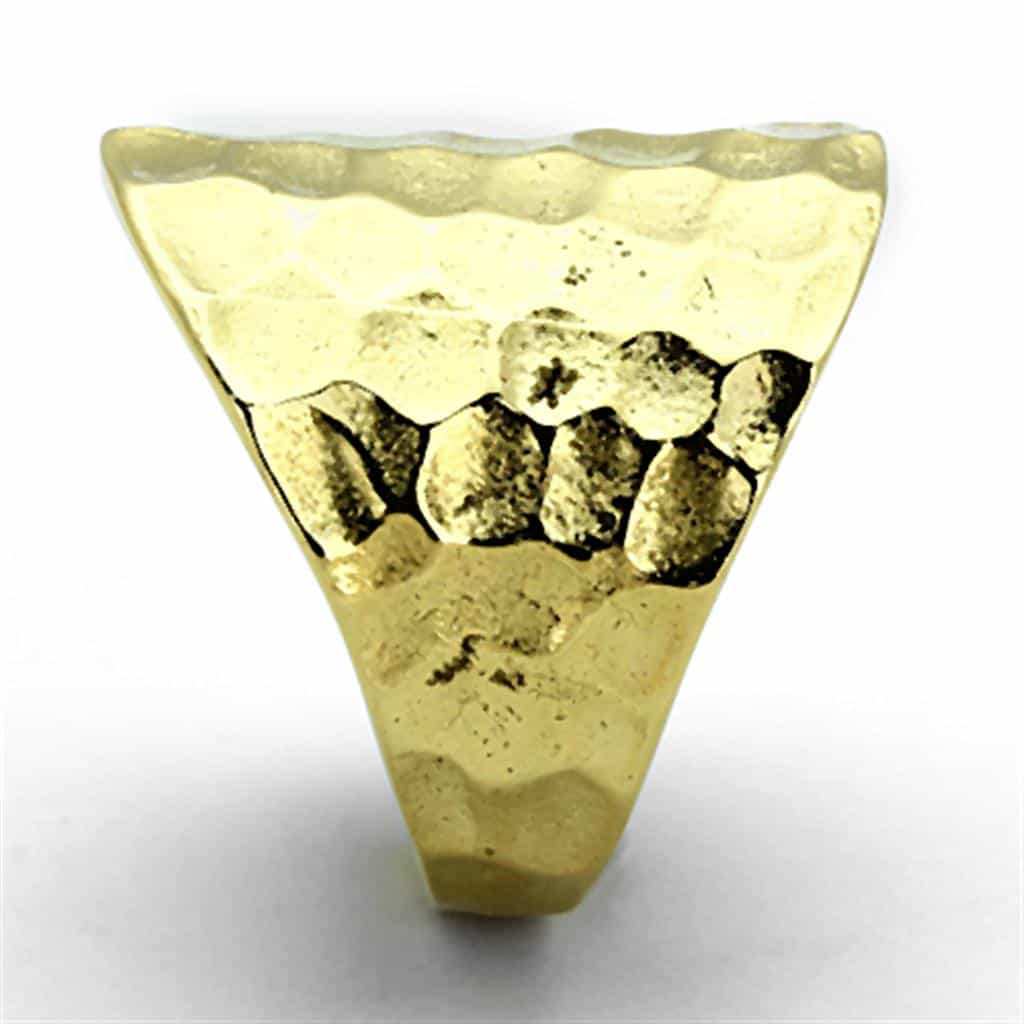 Stainless Steel Gold Hammered Dome Wide Band Ring view 8