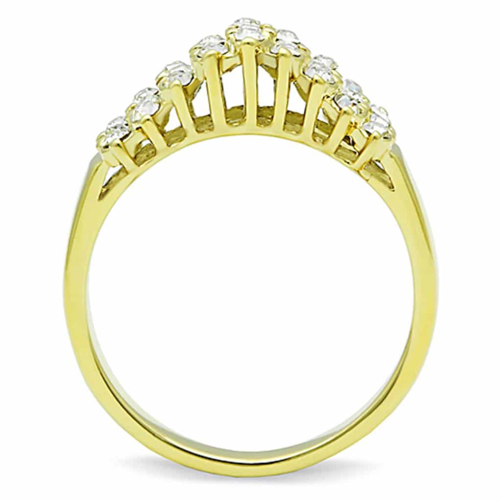 Stainless Steel Gold CZ Crown Tiara Ring | The Stainless Jewelry view 3