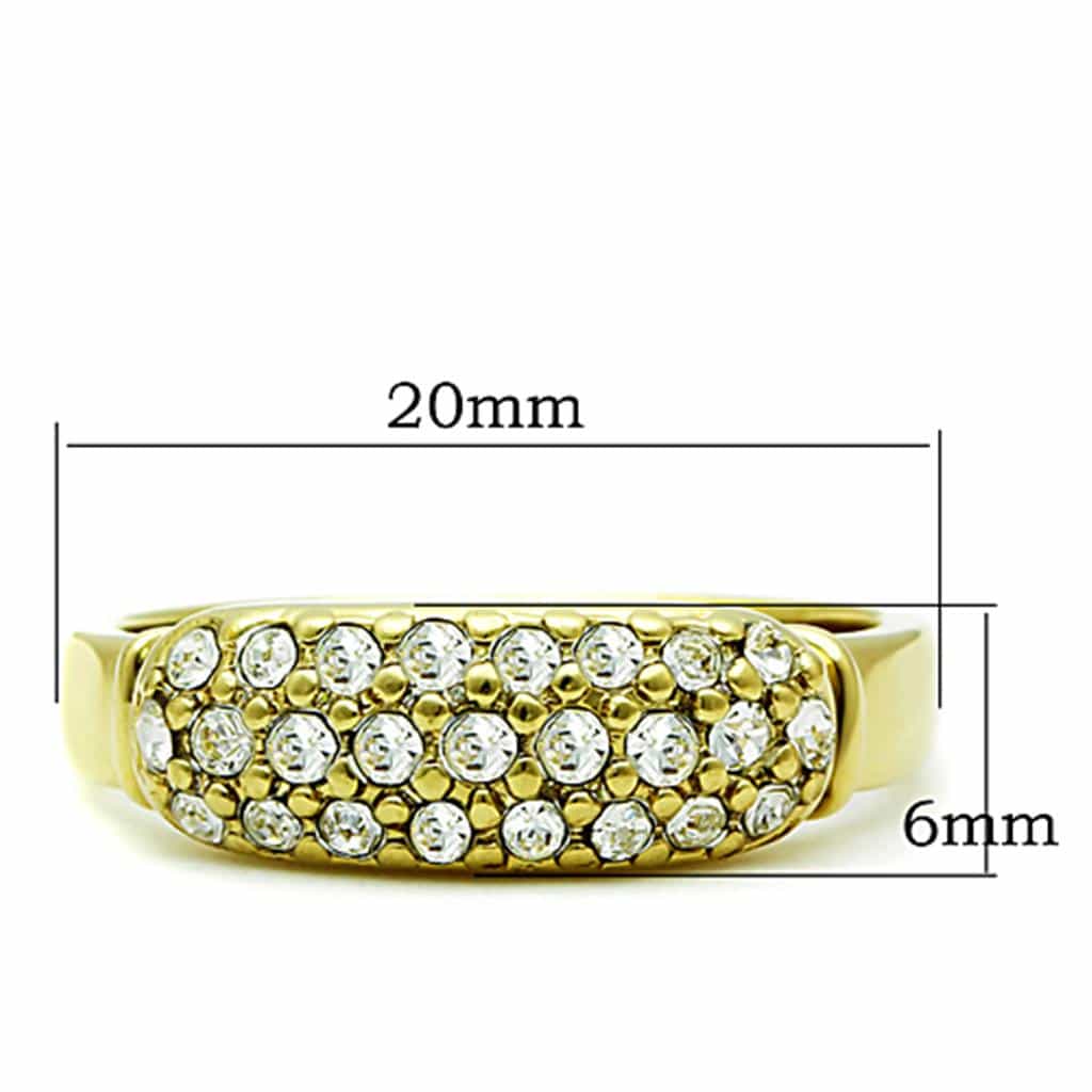 Stainless Steel Gold CZ Pave Diagonal Band Ring view 2