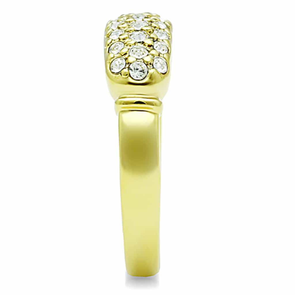 Stainless Steel Gold CZ Pave Diagonal Band Ring view 8
