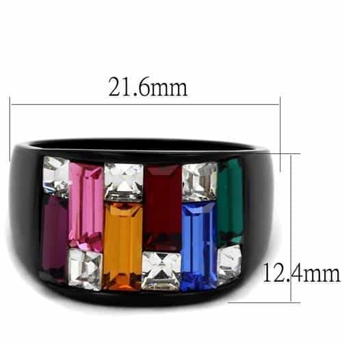 Stainless Steel Black IP Rainbow Channel Ring view 6