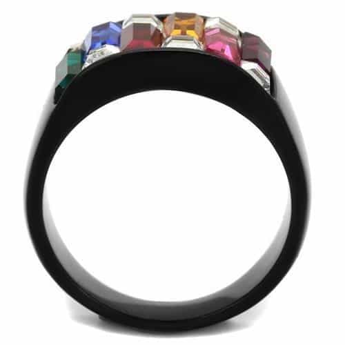 Stainless Steel Black IP Rainbow Channel Ring view 7