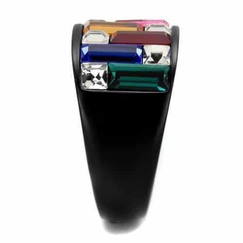 Stainless Steel Black IP Rainbow Channel Ring view 8