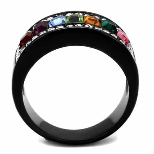 Stainless Steel Rainbow Channel Ring | The Stainless Jewelry view 3