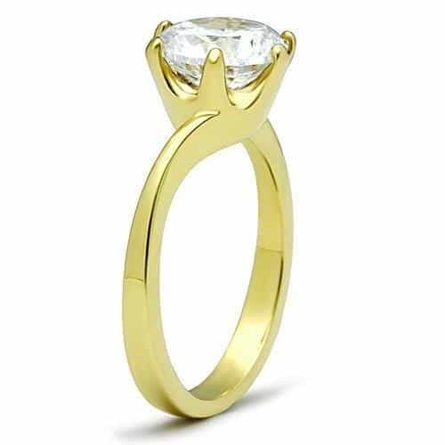 Stainless Steel Solitaire Round Slim Ring | The Stainless Jewelry view 8