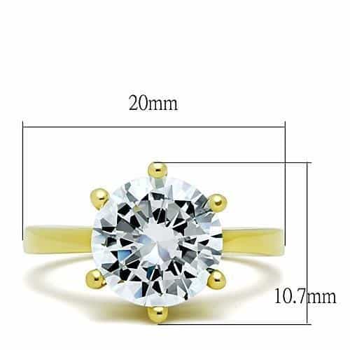 Stainless Steel Gold CZ Round Twisted Shank Ring view 6