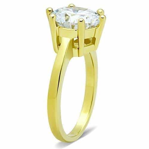 Stainless Steel Gold CZ Round Twisted Shank Ring view 8