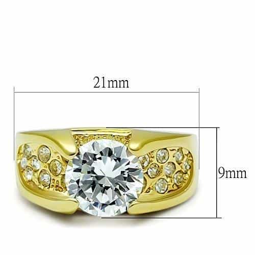 Stainless Steel Gold CZ Princess Filigree Mens Signet Ring view 6