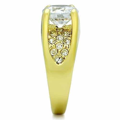 Stainless Steel Gold CZ Princess Filigree Mens Signet Ring view 8