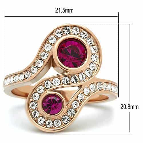 Stainless Steel Rose Gold Pink Crystal CZ Infinity Ring view 6