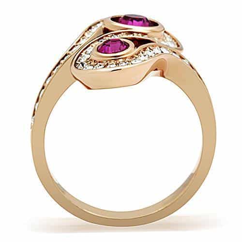 Stainless Steel Rose Gold Pink Crystal CZ Infinity Ring view 7