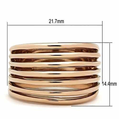 Stainless Steel Rose Gold Grooved Wide Band Ring view 6