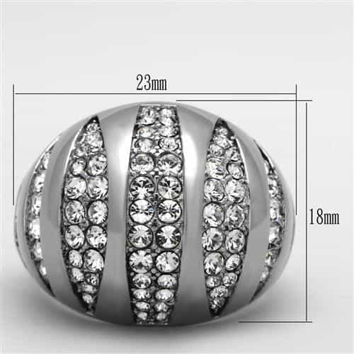 Stainless Steel CZ Pave Striped Dome Ring | The Stainless Jewelry view 6