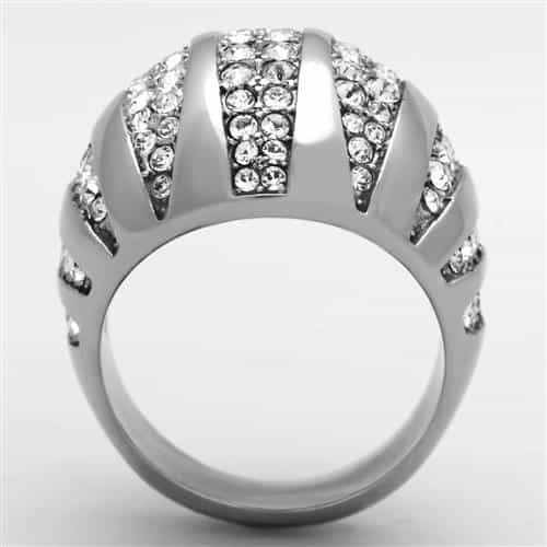 Stainless Steel CZ Pave Striped Dome Ring | The Stainless Jewelry view 7