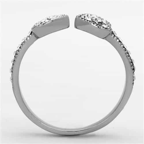 Stainless Steel CZ Pear Halo Bypass Ring | The Stainless Jewelry view 3
