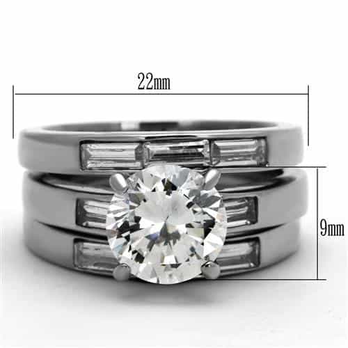 Stainless Steel Triple Band Bridal Ring | The Stainless Jewelry view 2