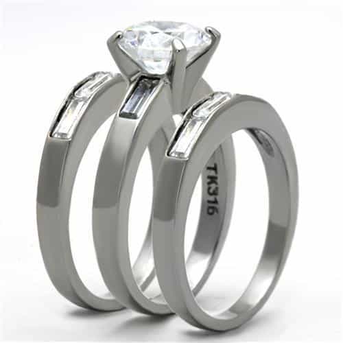 Stainless Steel Triple Band Bridal Ring | The Stainless Jewelry view 4