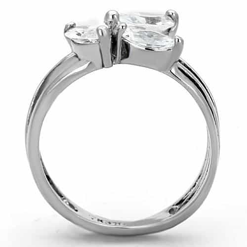 Stainless Steel CZ Marquise Pear Triple Bypass Ring view 7