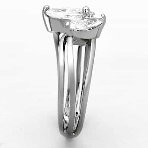 Stainless Steel CZ Marquise Pear Triple Bypass Ring view 8